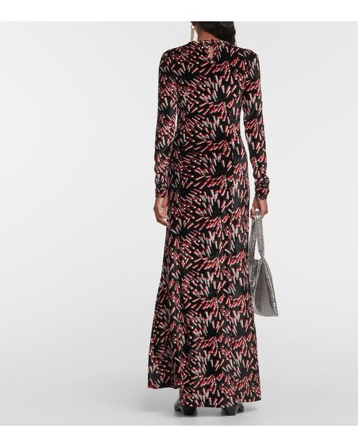 Rabanne Purple Printed Velvet Maxi Dress