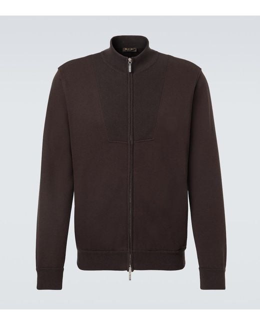 Loro Piana Brown Whitney Cotton-Blend Jersey Bomber Jacket for men