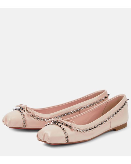 Christian Louboutin Pink Mamadrague Spiked Leather Ballet Flats