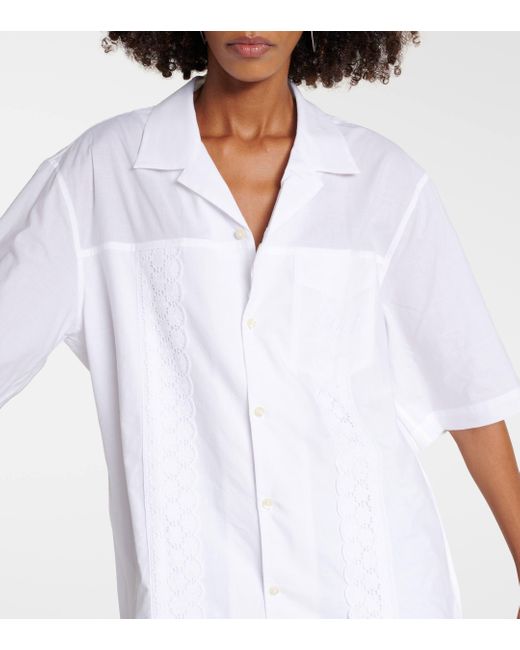 MARINE SERRE White Regenerated Household Cotton Bowling Shirt