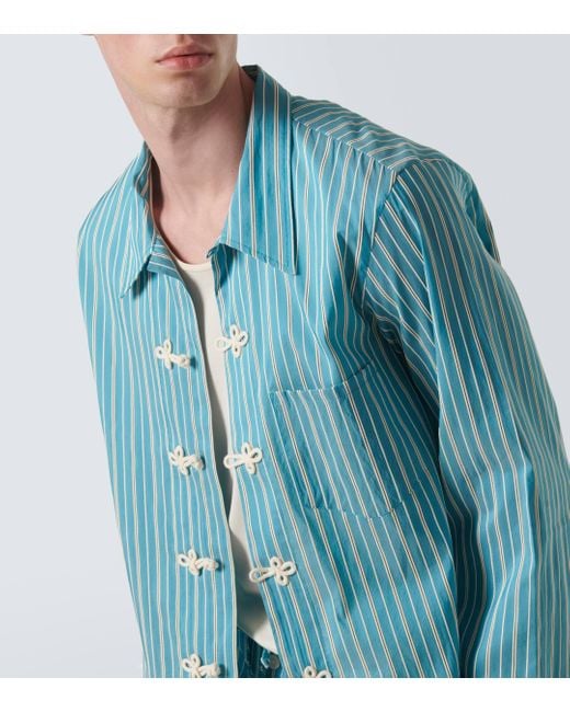 Bode Blue Shore Stripe Cotton-blend Shirt for men