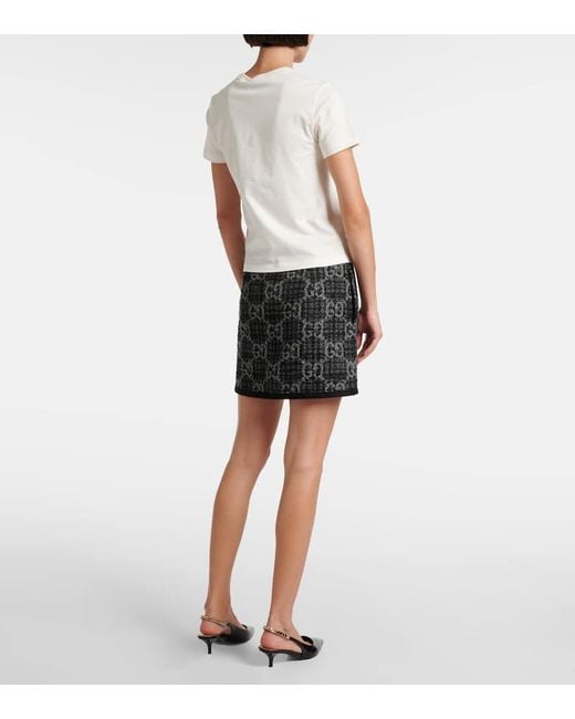 Camiseta Punto De Algodón Con Gg Entrelazada, Talla Gucci de color White