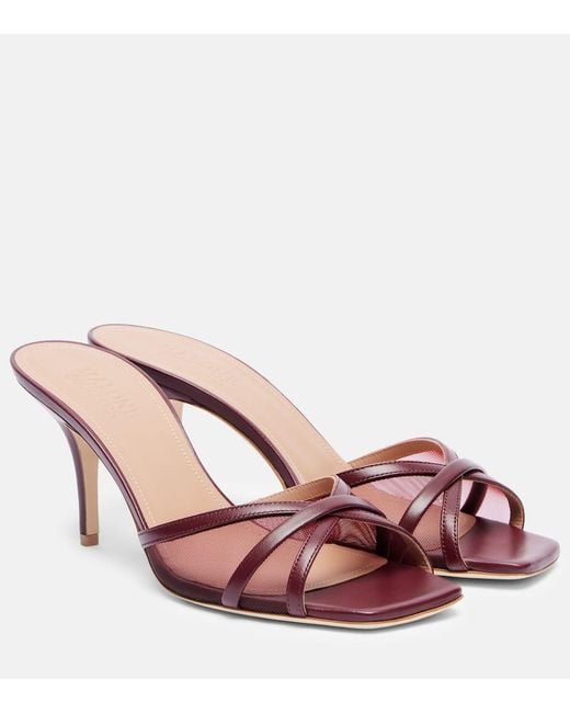 Malone Souliers Pink Perla 70 Leather And Mesh Mules