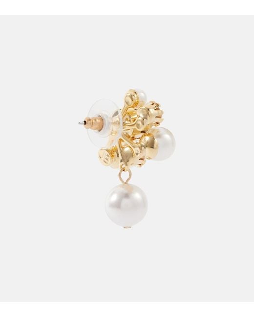 Jennifer Behr White Bristol Crystal-Embellished Faux Pearls-Plated Stud Earrings