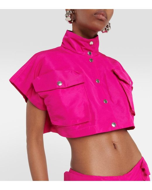 LAQUAN SMITH Pink Cropped Satin Jacket