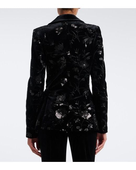 Elie Saab Black Sequined Velvet Blazer