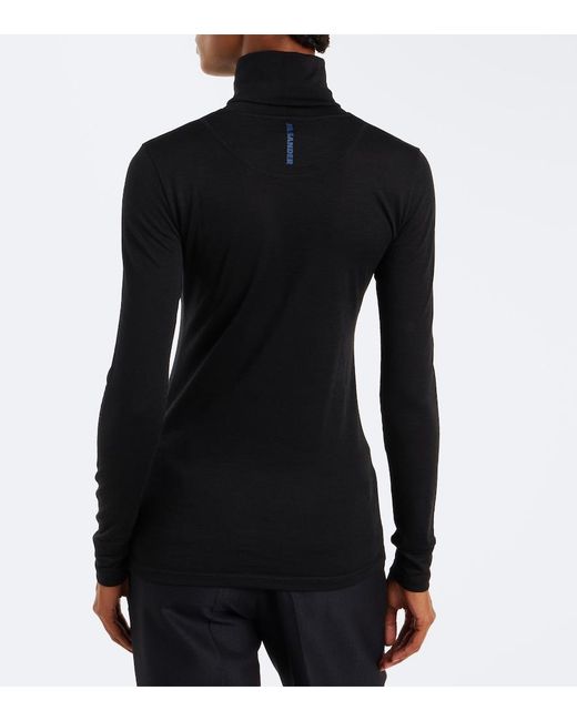 Jil Sander Black Jersey Turtleneck Top