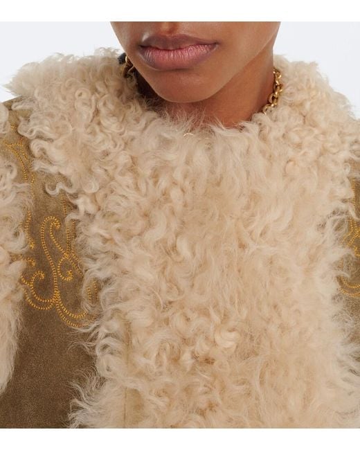 Etro Natural Shearling-Lined Embroidered Vest