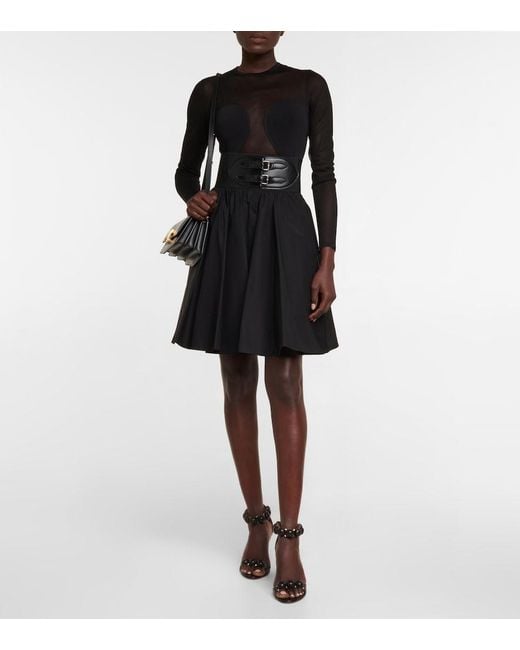 Falda De Algodon Con Cinturon Alaïa de color Black