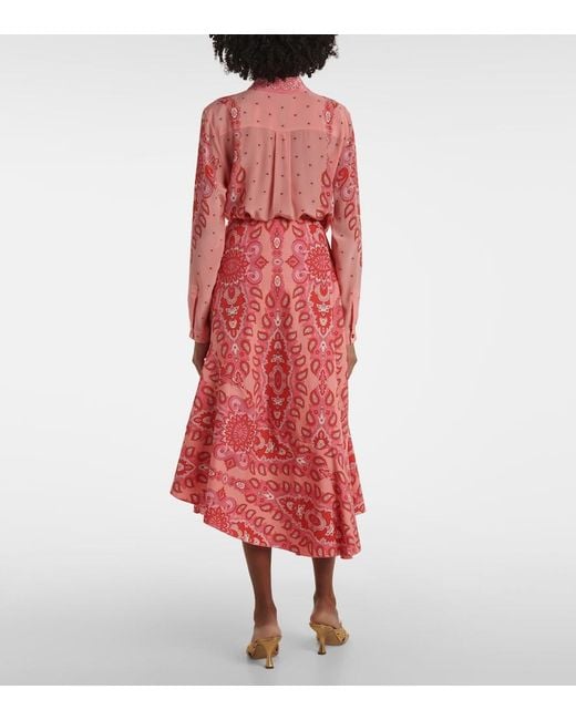 Etro Red Cotton Skirt With Decorative Pattern