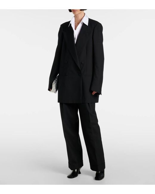 Dries Van Noten Black Double-Breasted Wool Blazer