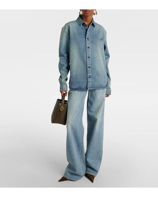 Camicia Di Jeans Cassandre di Saint Laurent in Blue