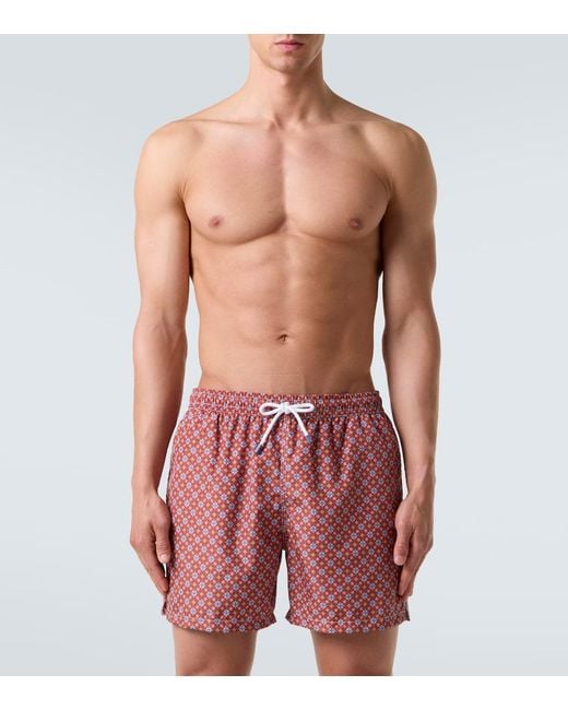 Fedeli Red Madeira Floral Swim Trunks for men