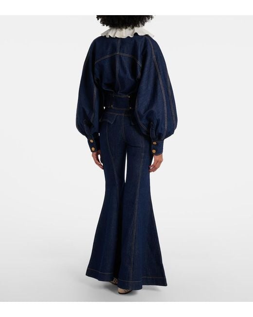 Zimmermann Blue Luna Belted Flared Jeans