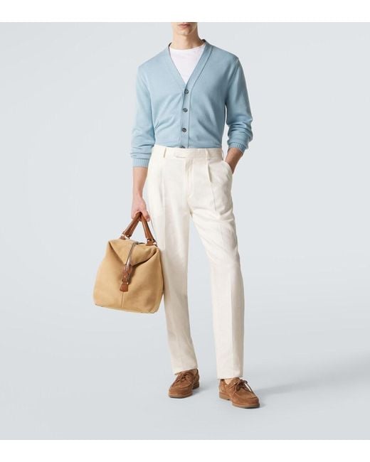 Kiton Blue Cotton Cardigan for men