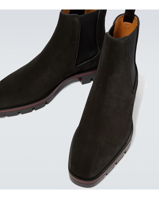 Christian Louboutin Black Alpinosol Suede Chelsea Boots for men