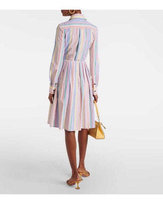 Etro White Striped Cotton Shirt Dress