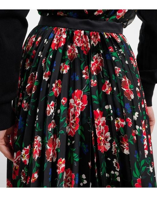 Sacai Black Printed Plisse Midi Skirt