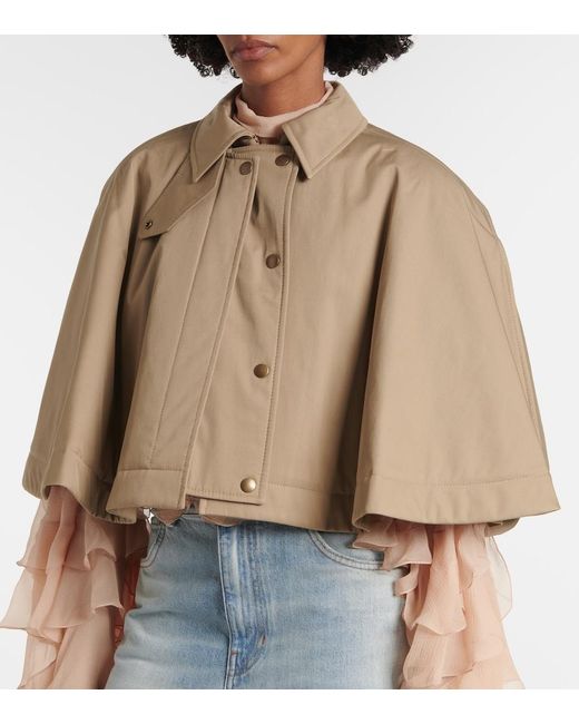 Chloé Natural Cropped Cape Aus Baumwollgabardine