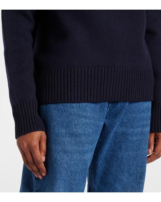 AMI Blue Ami De Cour Wool Sweater