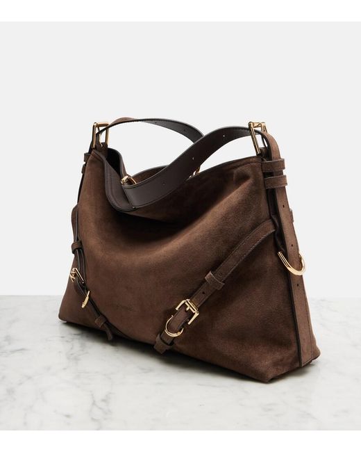 Givenchy Brown Voyou Medium Suede Shoulder Bag