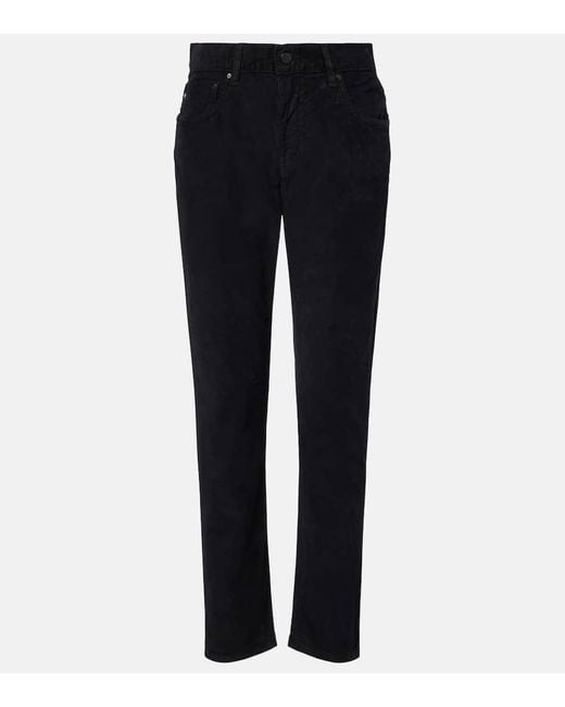 AG Jeans Blue Ex Boyfriend Mid-Rise Corduroy Slim Pants