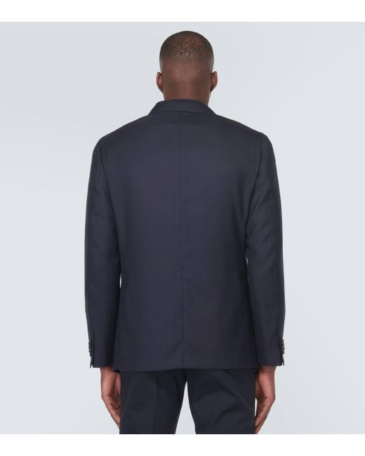 Brioni Blue New Plume Cashmere And Silk Blazer for men
