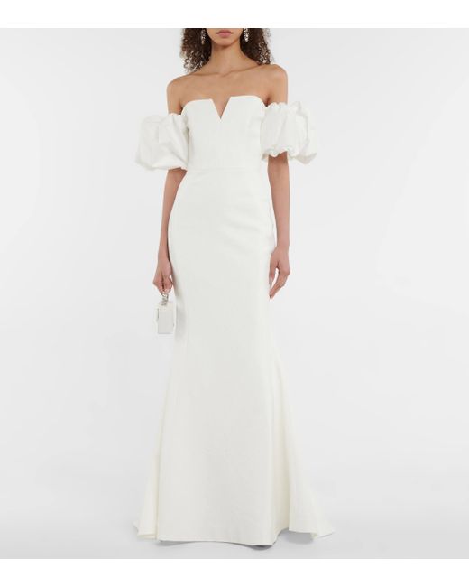 Rebecca Vallance White Bridal Genevieve Off-shoulder Crepe Gown