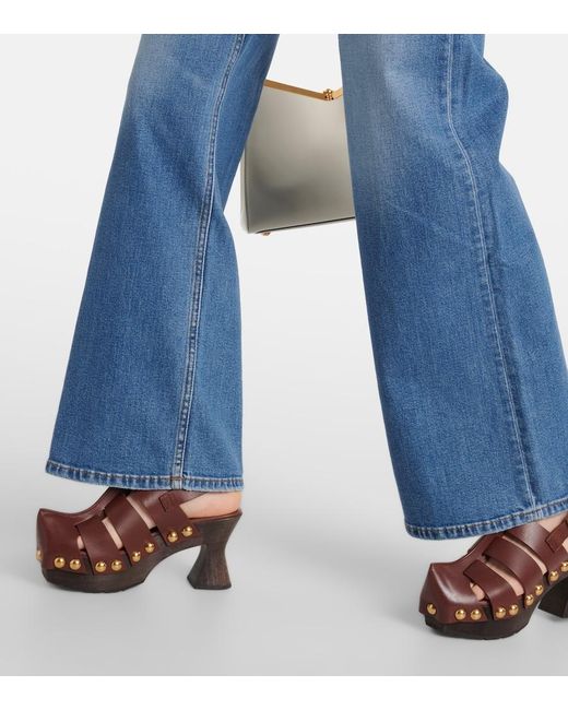 Re/done Blue Mid-Rise Wide-Leg Jeans