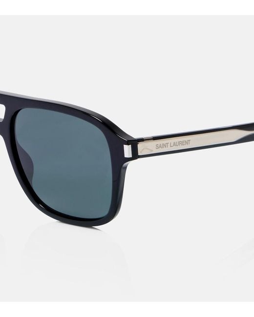 Saint Laurent Blue Corner Angle Aviator Sunglasses