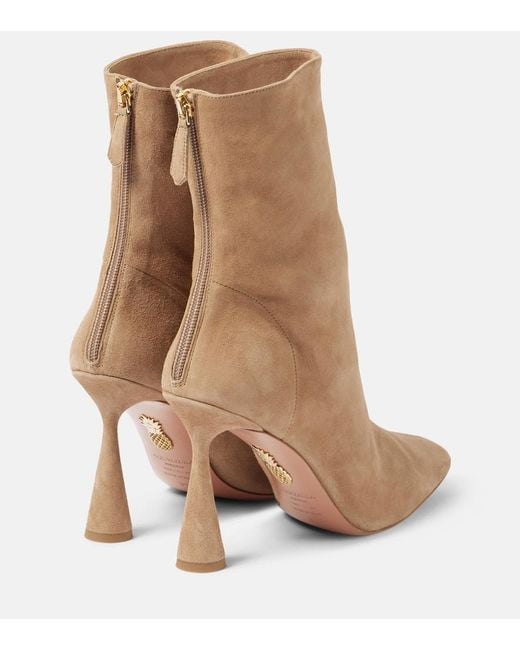 Aquazzura Natural Amore 95 Suede Ankle Boots