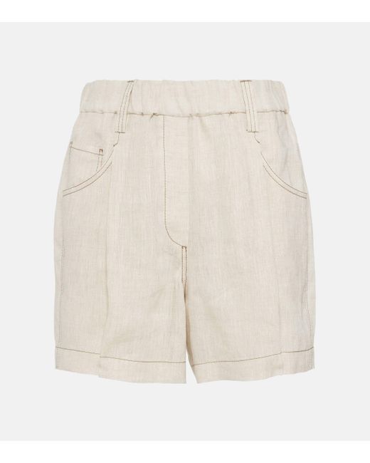 Brunello Cucinelli White Linen Shorts