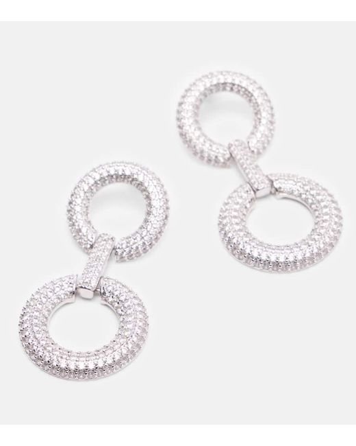 Self-Portrait White Crystal-Embellished Earrings