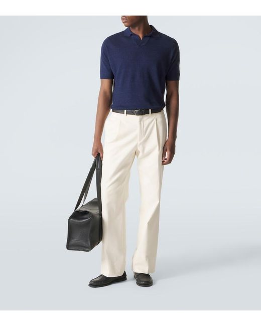 Thom Sweeney Blue Linen And Cotton Polo Shirt for men