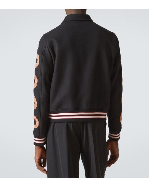 Amiri Black Snake Bones Wool-Blend Varsity Jacket for men