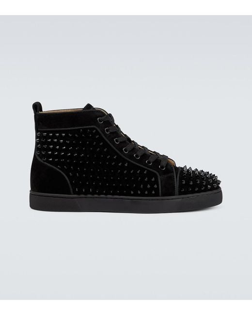 Christian Louboutin Black Louis Orlato Suede High-Top Sneakers for men