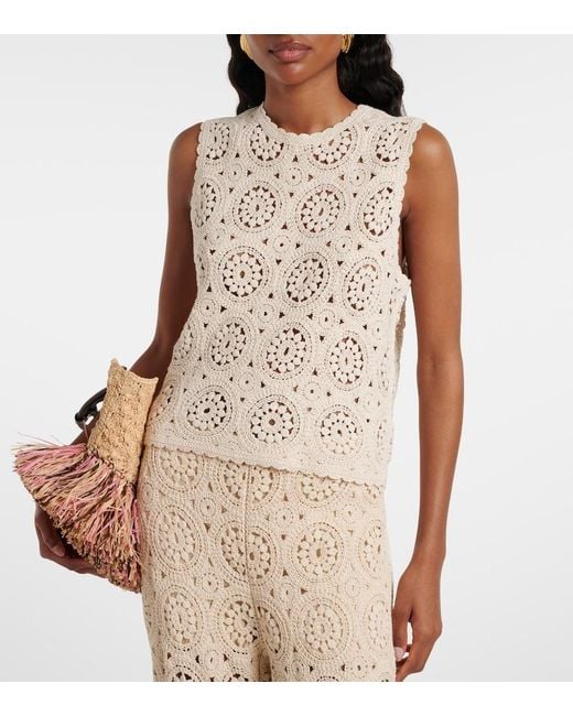 FRAME Natural The Crochet Cotton Top
