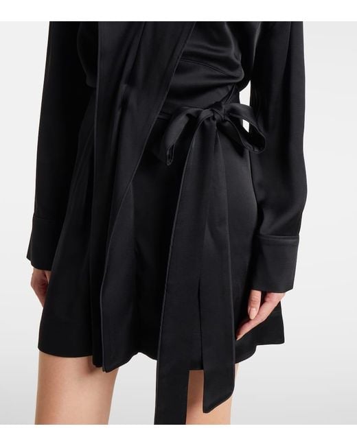 Victoria Beckham Black Wickelkleid Aus Satin
