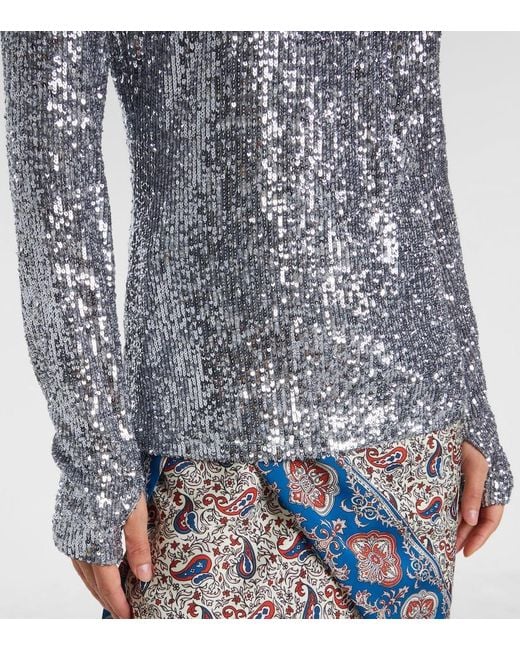 Rabanne Gray Sequined Top