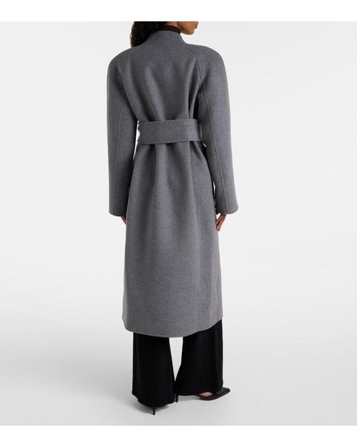 Khaite Gray Deena Wool Wrap Coat