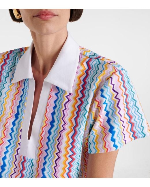 Crop Top De Rizo En Zigzag Missoni de color Blue