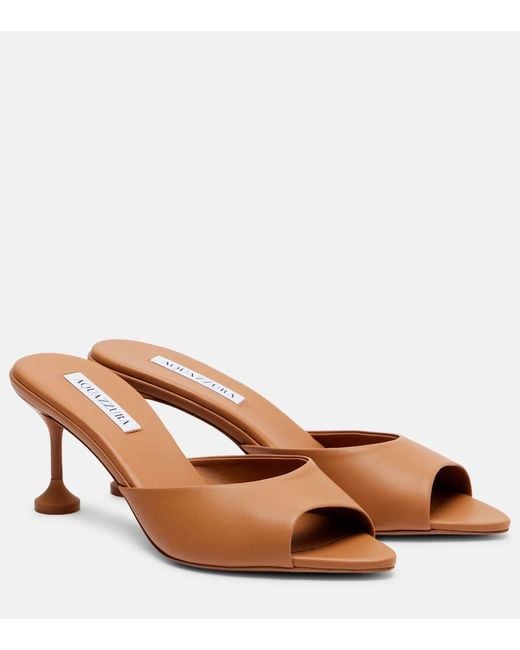 Aquazzura Brown Pantoletten Bisous 65 Aus Leder