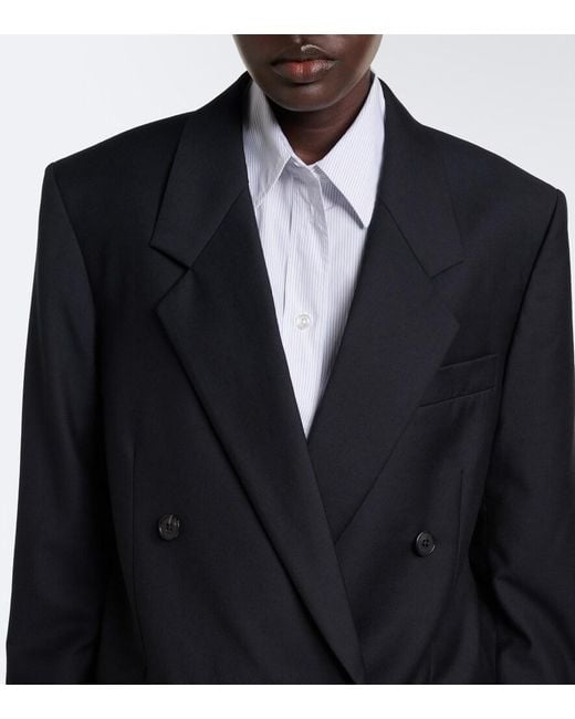 The Row Blue Isani Double-Breasted Virgin Wool Blazer