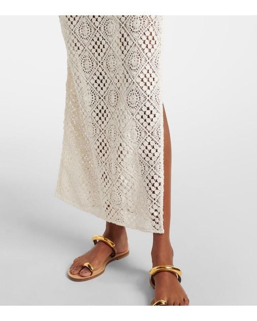 sir crochet dress Aline cutout crochet midi dress in brown - SIR