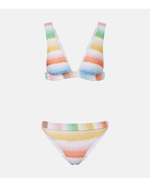 Missoni White Zigzag Lame Bikini