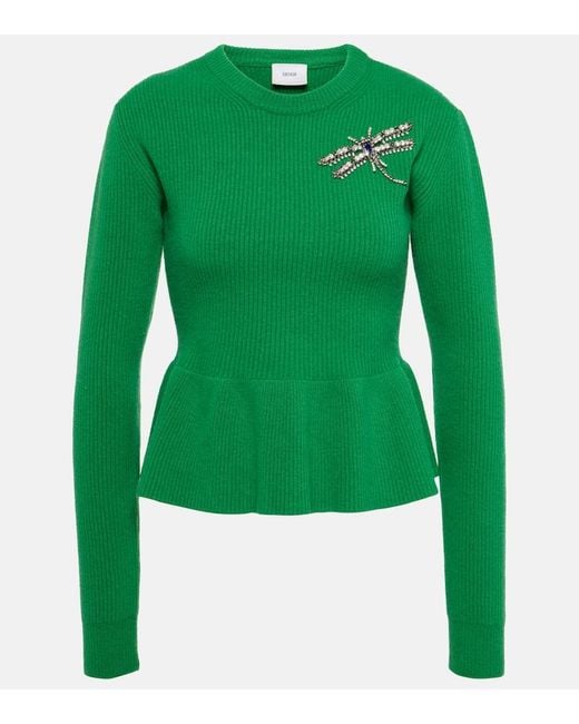 Erdem Green Verzierter Pullover aus Wolle