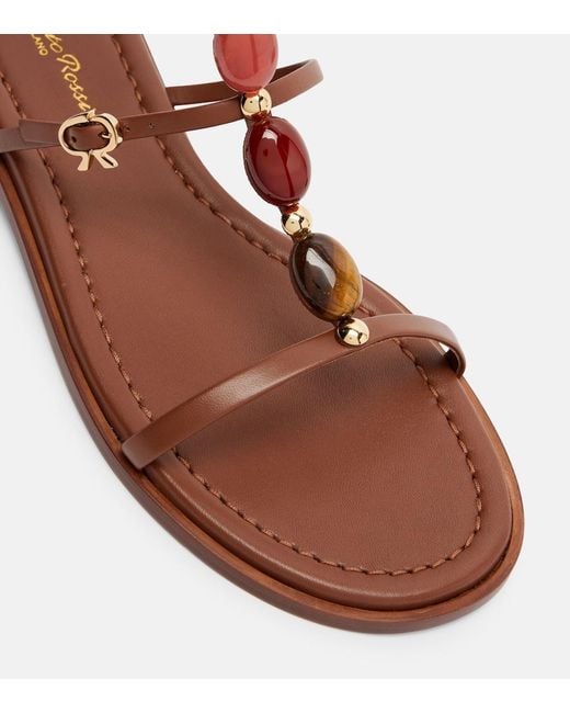 Gianvito Rossi Pink Shanti Embellished Leather Sandals