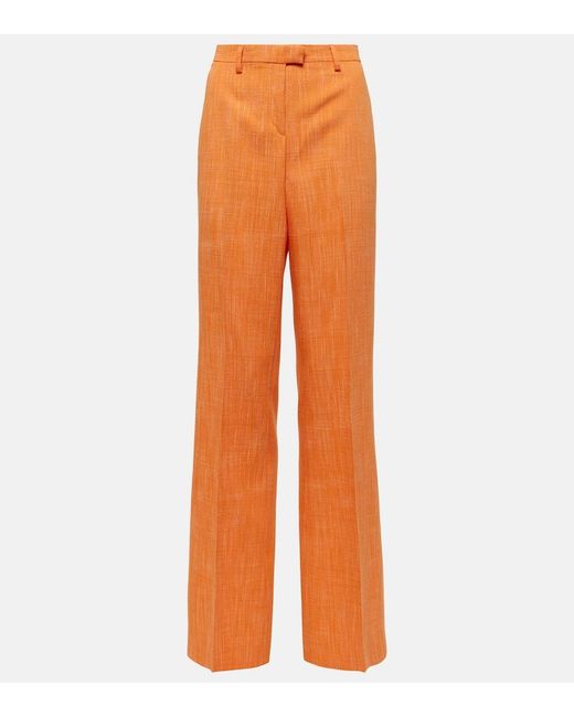 Etro Orange High-Rise Straight Pants