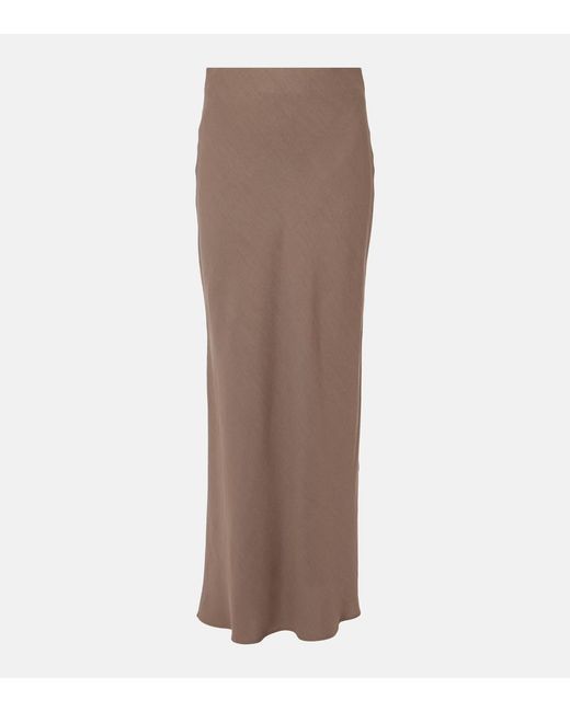 Brunello Cucinelli Brown High-Rise Twill Maxi Skirt