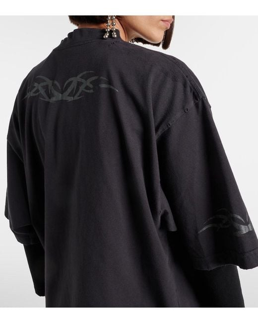 Balenciaga Black Medium Fit Printed Logo T-Shirt Clothing